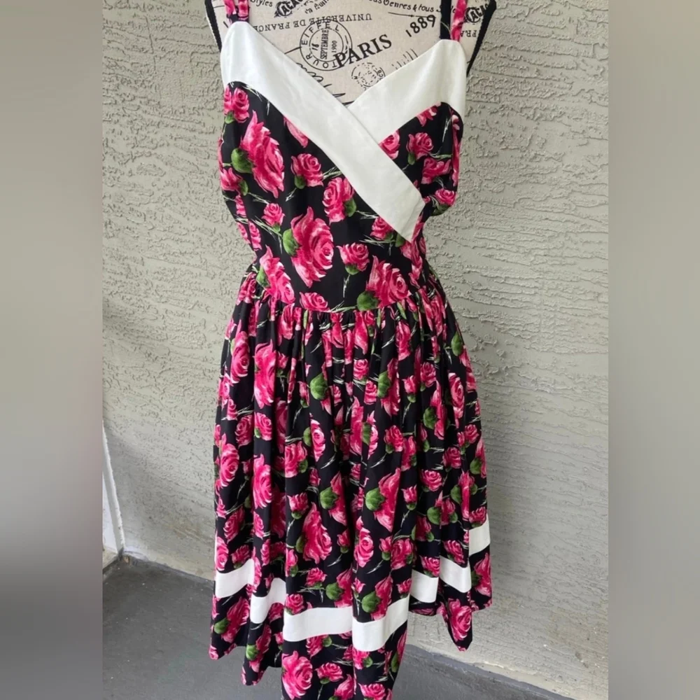 Unique Vintage Pink Rose Dress Size 2x/18 - Picture 5 of 5